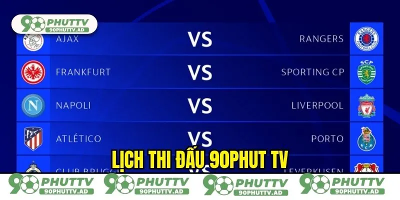Lịch thi đấu 90phut TV